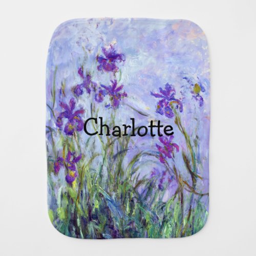 Claude Monet _ Lilac Irises  Iris Mauves Baby Burp Cloth