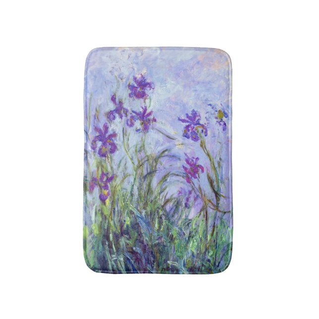 Claude Monet - Lilac Irises / Iris Mauves Bath Mat (Front Vertical)