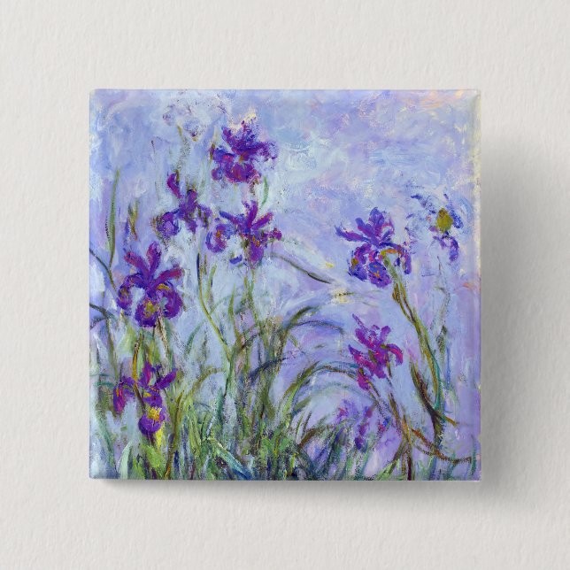 Claude Monet - Lilac Irises / Iris Mauves Button (Front)