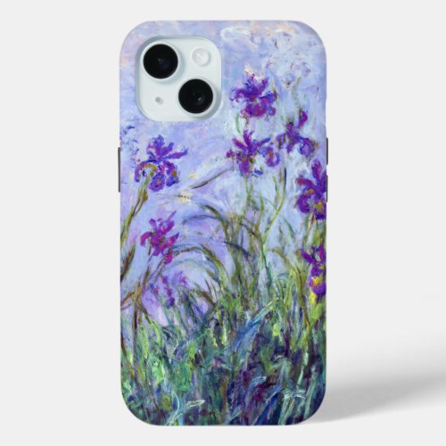 Claude Monet _ Lilac Irises  Iris Mauves iPhone 15 Case