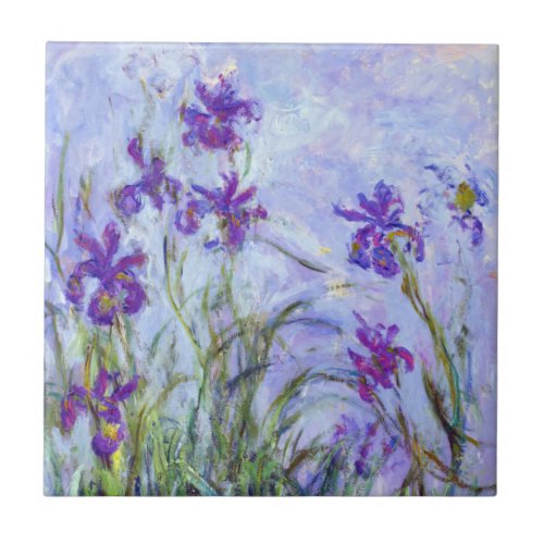 Claude Monet _ Lilac Irises  Iris Mauves Ceramic Tile