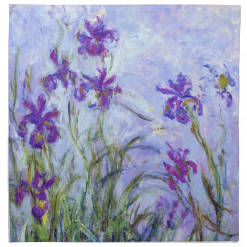 Claude Monet _ Lilac Irises  Iris Mauves Cloth Napkin