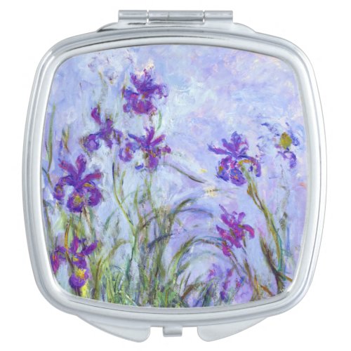 Claude Monet _ Lilac Irises  Iris Mauves Compact Mirror