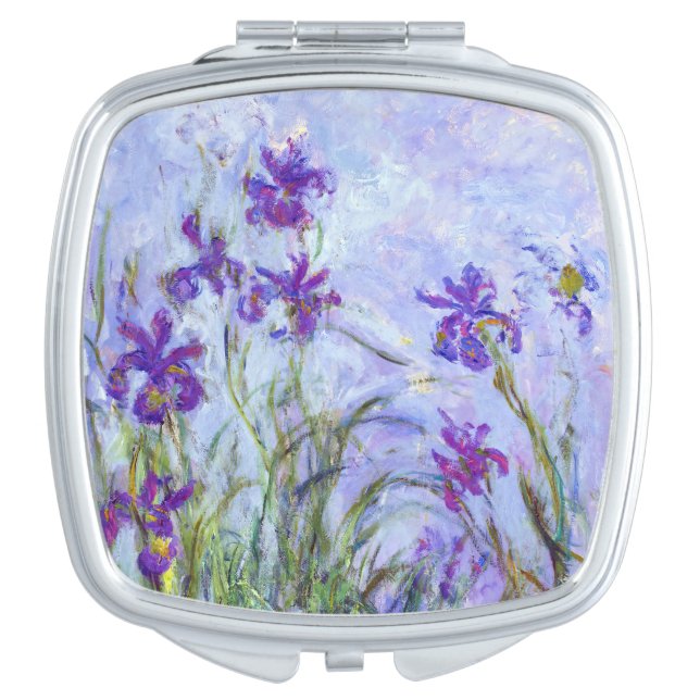 Claude Monet - Lilac Irises / Iris Mauves Compact Mirror (Front)