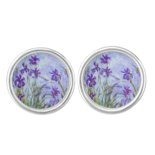 Claude Monet _ Lilac Irises  Iris Mauves Cufflinks