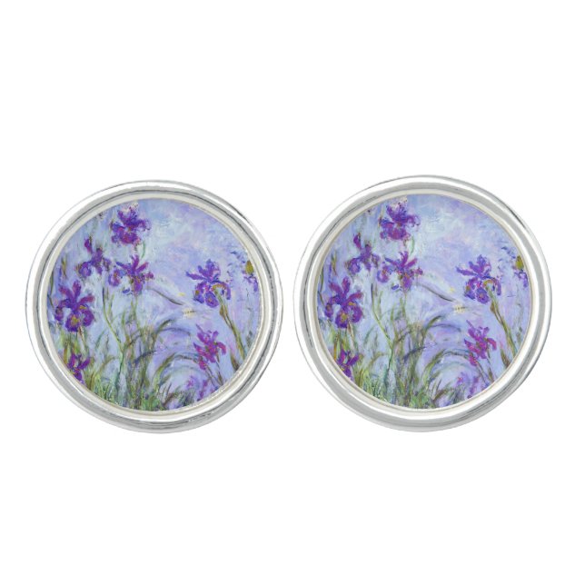 Claude Monet - Lilac Irises / Iris Mauves Cufflinks (Front)