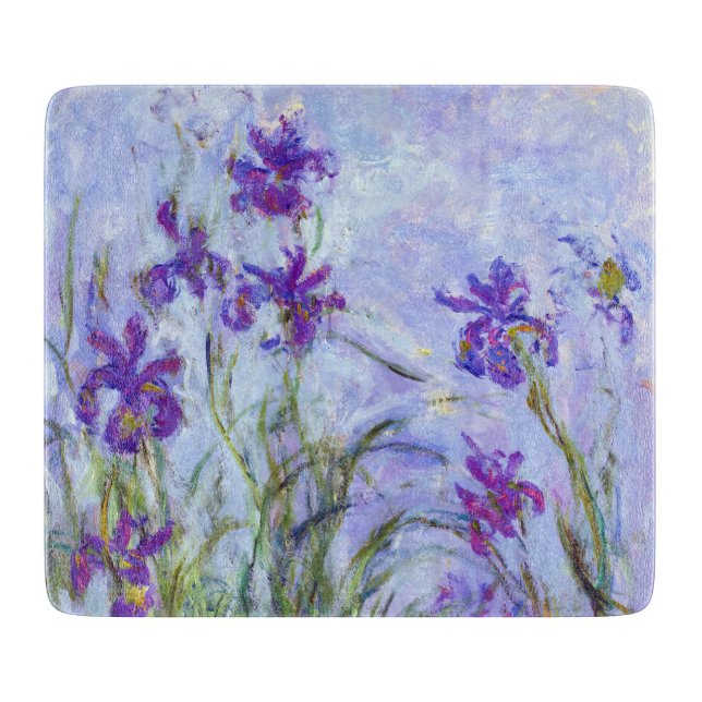 Claude Monet - Lilac Irises / Iris Mauves Cutting Board (Front)