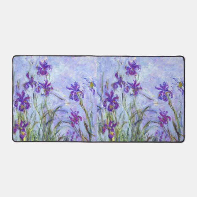 Claude Monet - Lilac Irises / Iris Mauves Desk Mat (Front)