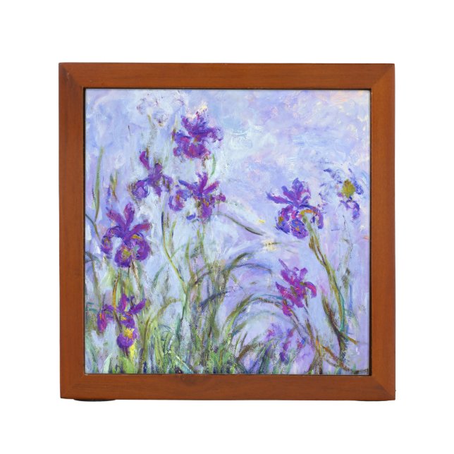 Claude Monet - Lilac Irises / Iris Mauves Desk Organizer (Front)
