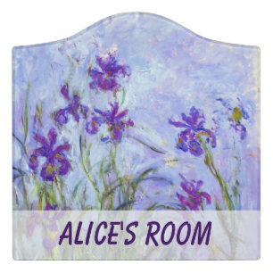 Claude Monet - Lilac Irises / Iris Mauves Door Sign
