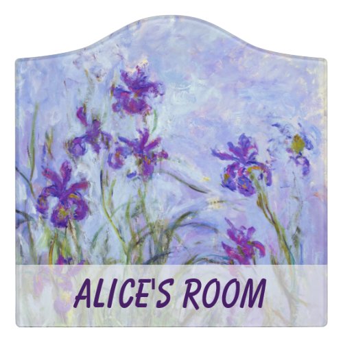 Claude Monet _ Lilac Irises  Iris Mauves Door Sign