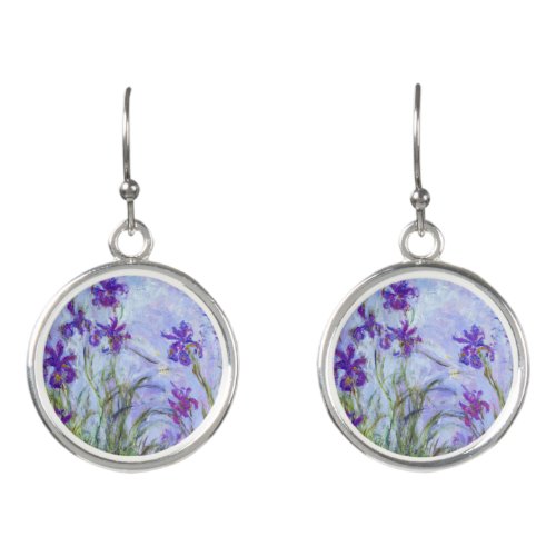 Claude Monet _ Lilac Irises  Iris Mauves Earrings