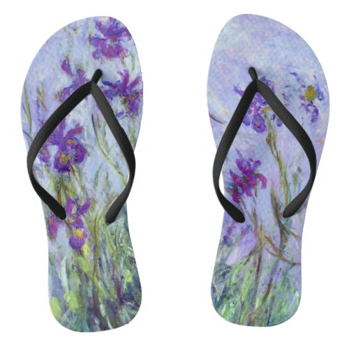 Claude Monet _ Lilac Irises  Iris Mauves Flip Flops