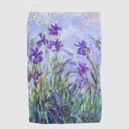 Claude Monet _ Lilac Irises  Iris Mauves Golf Towel