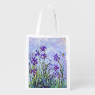 Claude Monet - Lilac Irises / Iris Mauves Grocery Bag