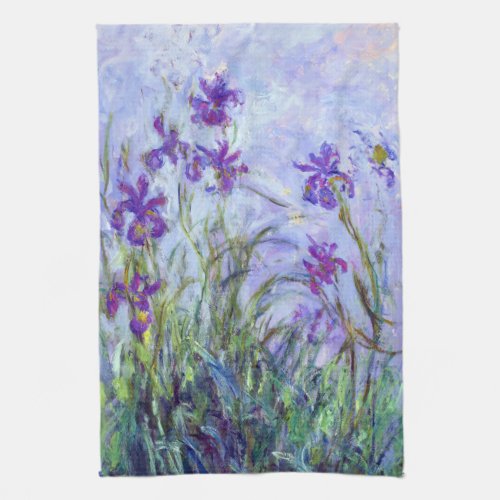 Claude Monet _ Lilac Irises  Iris Mauves Kitchen Towel