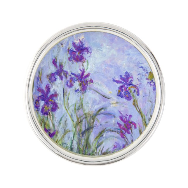 Claude Monet - Lilac Irises / Iris Mauves Lapel Pin (Front)
