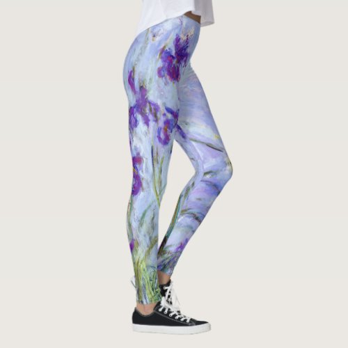 Claude Monet _ Lilac Irises  Iris Mauves Leggings