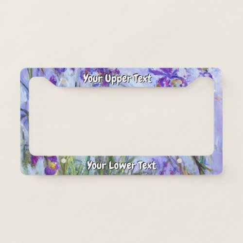 Claude Monet _ Lilac Irises  Iris Mauves License Plate Frame