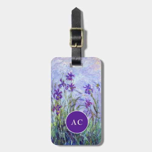 Claude Monet _ Lilac Irises  Iris Mauves Luggage Tag