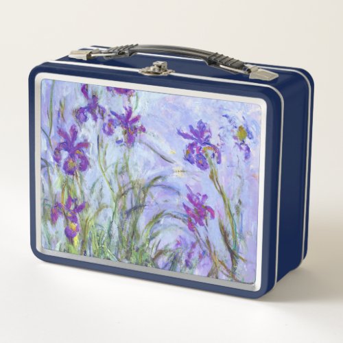 Claude Monet _ Lilac Irises  Iris Mauves Metal Lunch Box