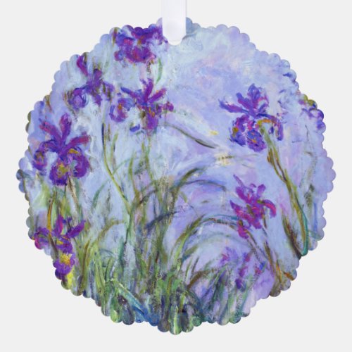Claude Monet _ Lilac Irises  Iris Mauves Ornament Card