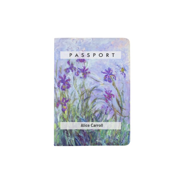 Claude Monet - Lilac Irises / Iris Mauves Passport Holder (Front)