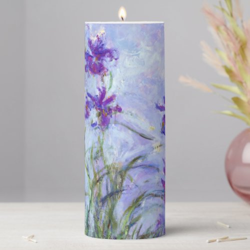 Claude Monet _ Lilac Irises  Iris Mauves Pillar Candle