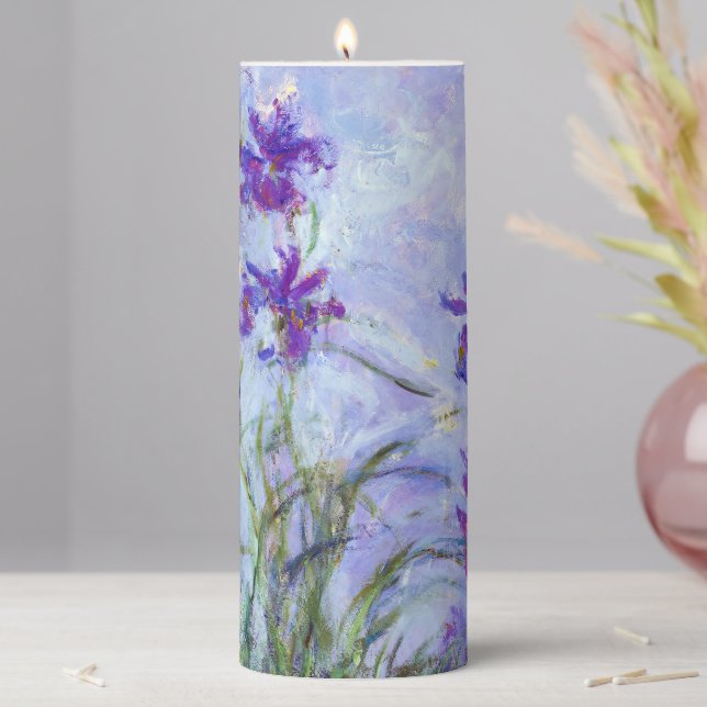 Claude Monet - Lilac Irises / Iris Mauves Pillar Candle (In Situ)