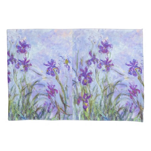 Claude Monet _ Lilac Irises  Iris Mauves Pillow Case