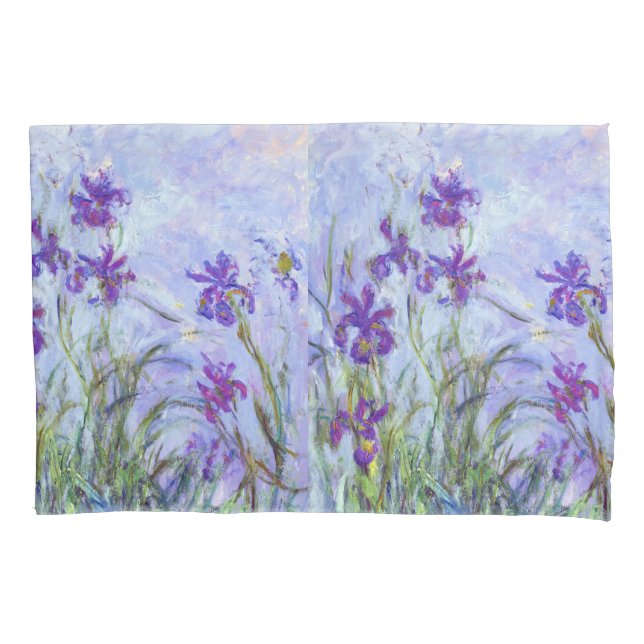 Claude Monet - Lilac Irises / Iris Mauves Pillow Case (Front)