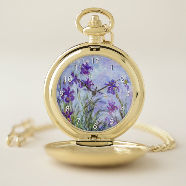 Claude Monet - Lilac Irises / Iris Mauves Pocket Watch (Inside)