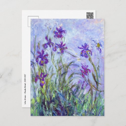 Claude Monet _ Lilac Irises  Iris Mauves Postcard