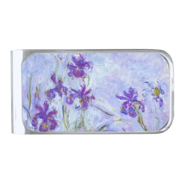 Claude Monet - Lilac Irises / Iris Mauves Silver Finish Money Clip (Front)