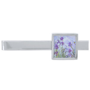 Claude Monet - Lilac Irises / Iris Mauves Silver Finish Tie Bar