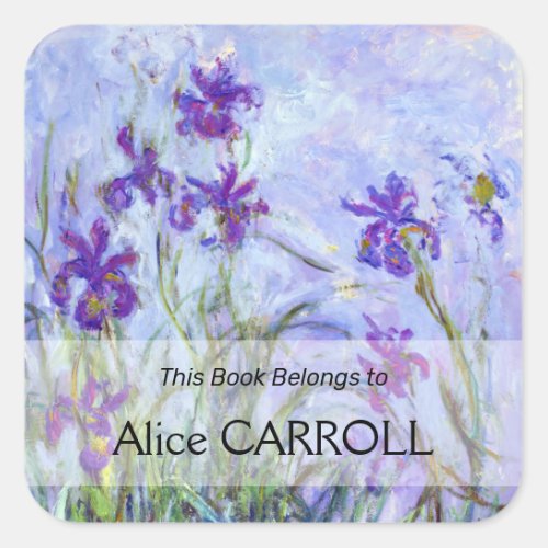 Claude Monet _ Lilac Irises  Iris Mauves Square Sticker