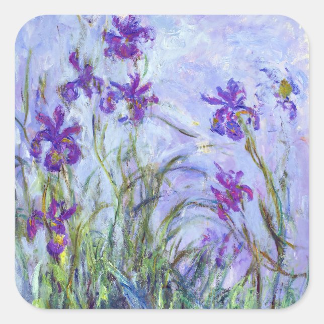 Claude Monet - Lilac Irises / Iris Mauves Square Sticker (Front)