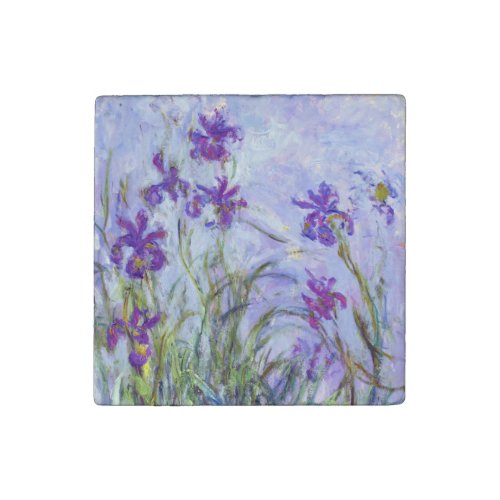 Claude Monet _ Lilac Irises  Iris Mauves Stone Magnet