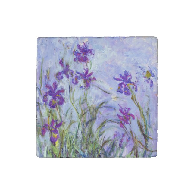 Claude Monet - Lilac Irises / Iris Mauves Stone Magnet (Front)