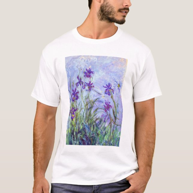 Claude Monet - Lilac Irises / Iris Mauves T-Shirt (Front)