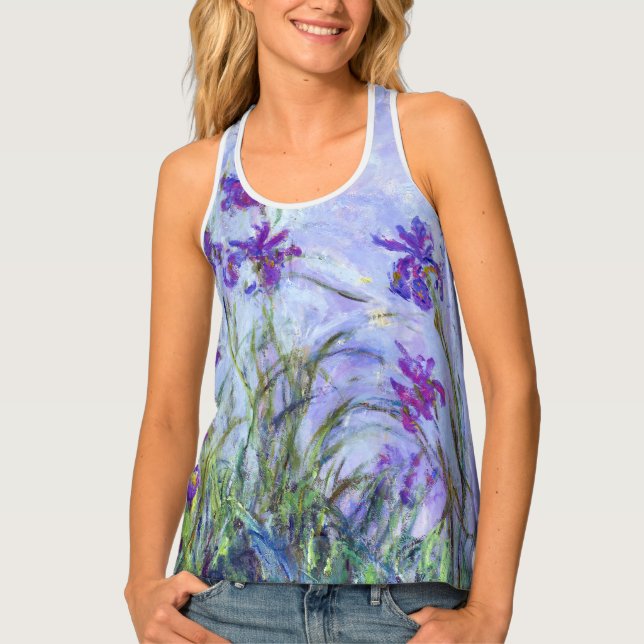 Claude Monet - Lilac Irises / Iris Mauves Tank Top (Front)