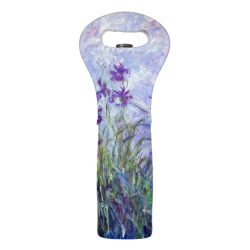 Claude Monet _ Lilac Irises  Iris Mauves Wine Bag