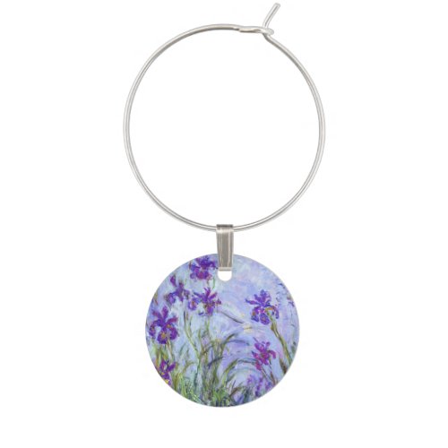 Claude Monet _ Lilac Irises  Iris Mauves Wine Charm