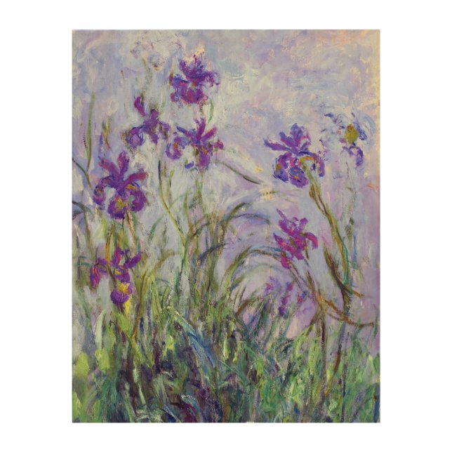 Claude Monet - Lilac Irises / Iris Mauves Wood Wall Art (Front)