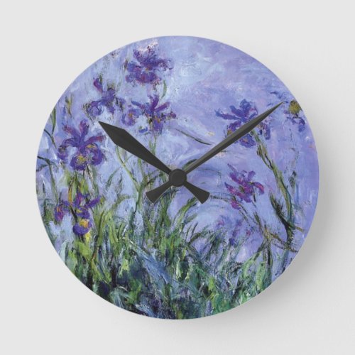 Claude Monet _ Lilac Irises Mauves 1917 Round Clock