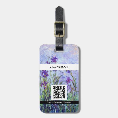 Claude Monet _ Lilac Irises _ QR Code Luggage Tag