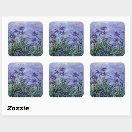 Claude Monet Lilac Irises Square Sticker