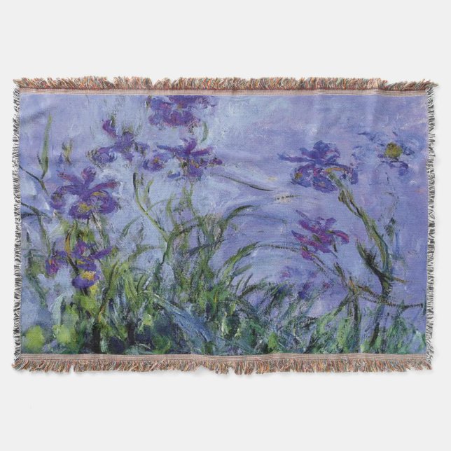 Claude Monet Lilac Irises  Throw Blanket (Front)