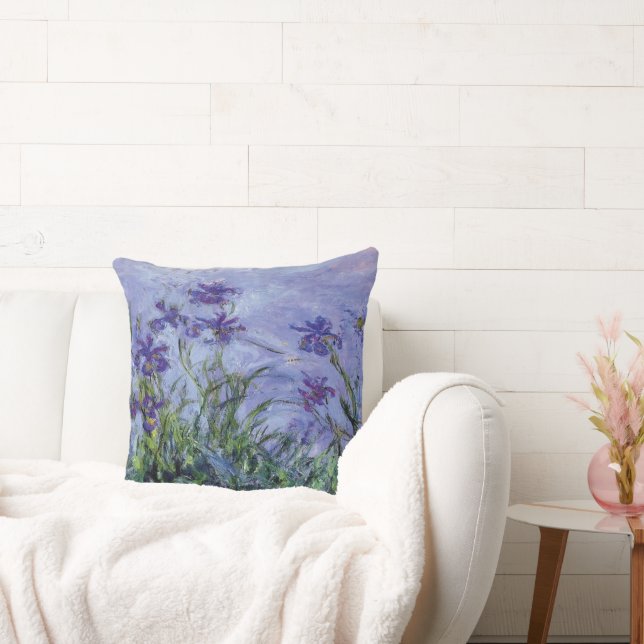 Claude Monet Lilac Irises Throw Pillow (Couch)