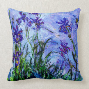 Claude Monet-Lilac Irises Throw Pillow